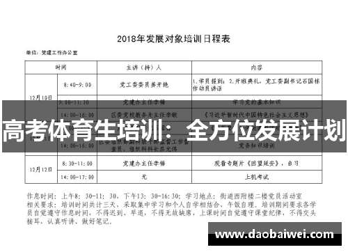 高考体育生培训：全方位发展计划